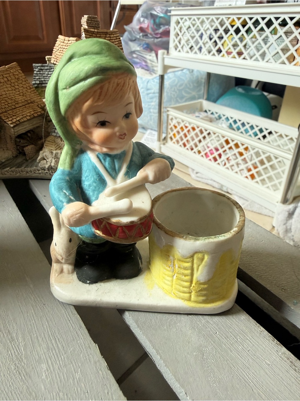 1978- “Christmas Luvkins” Jasco-Vintage Ceramic Drummer Boy Planter Figurine -